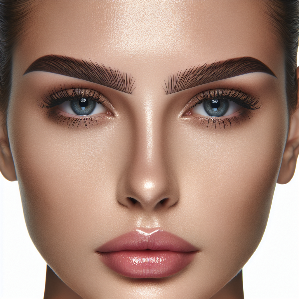Realistic stock image of woman with perfect microbladed eyebrows.